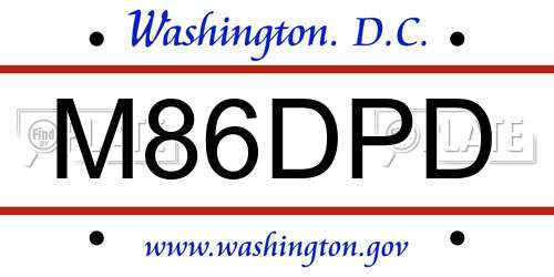 M86DPD District Of Columbia License Plate