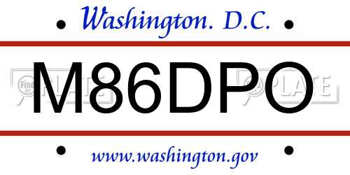 M86DPO District Of Columbia License Plate