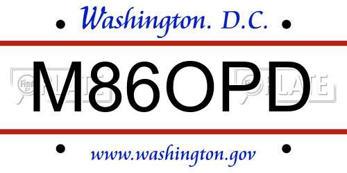 M86OPD District Of Columbia License Plate