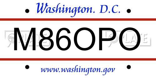 M86OPO District Of Columbia License Plate
