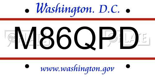 M86QPD District Of Columbia License Plate