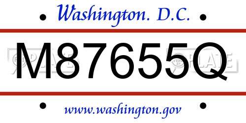 M87655Q District Of Columbia License Plate