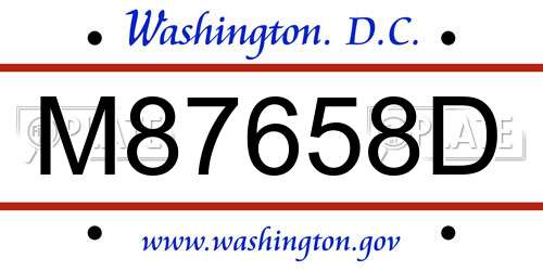 M87658D District Of Columbia License Plate