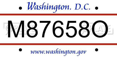 M87658O District Of Columbia License Plate