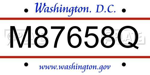 M87658Q District Of Columbia License Plate