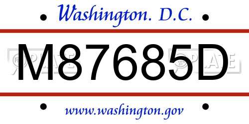 M87685D District Of Columbia License Plate