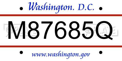 M87685Q District Of Columbia License Plate