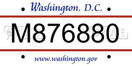 M876880 District Of Columbia License Plate