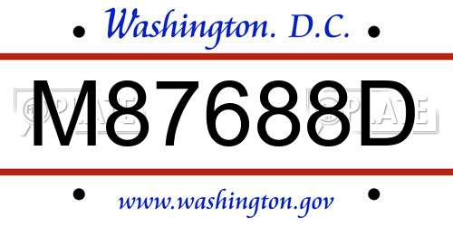 M87688D District Of Columbia License Plate