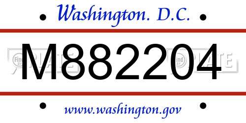 M882204 District Of Columbia License Plate