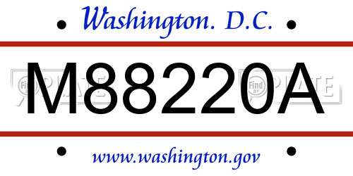 M88220A District Of Columbia License Plate