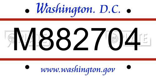 M882704 District Of Columbia License Plate