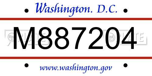 M887204 District Of Columbia License Plate