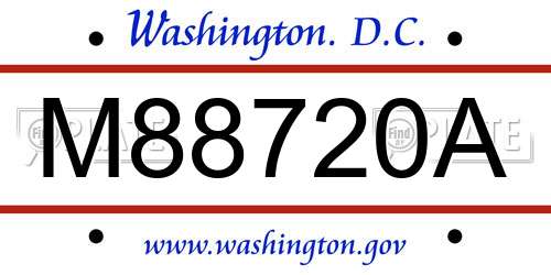 M88720A District Of Columbia License Plate