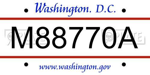 M88770A District Of Columbia License Plate