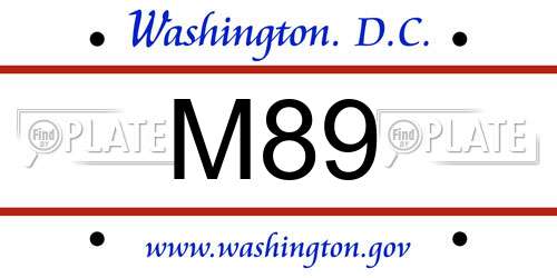 M89 District Of Columbia License Plate