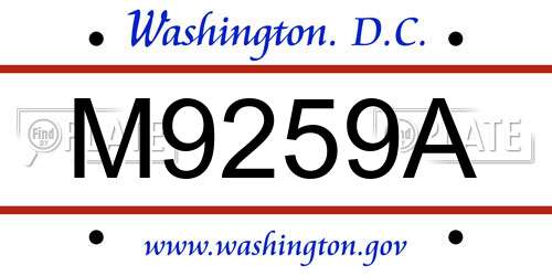 M9259A District Of Columbia License Plate