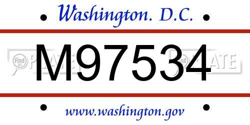 M97534 District Of Columbia License Plate