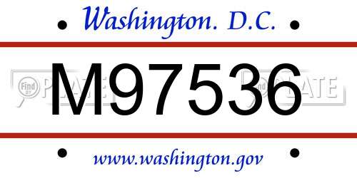 M97536 District Of Columbia License Plate