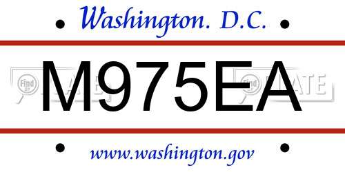 M975EA District Of Columbia License Plate