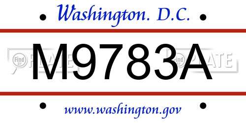 M9783A District Of Columbia License Plate