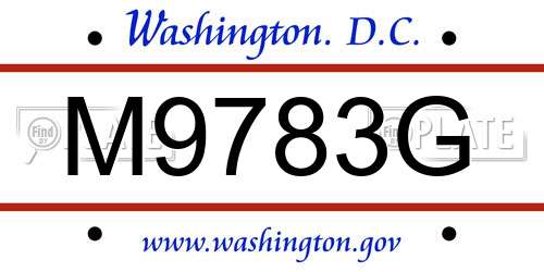 M9783G District Of Columbia License Plate