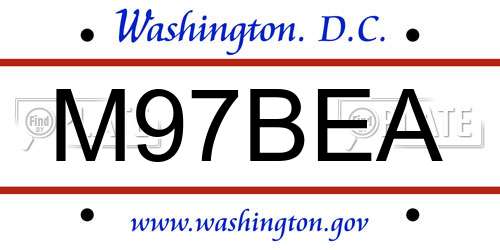 M97BEA District Of Columbia License Plate