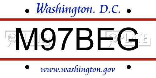 M97BEG District Of Columbia License Plate
