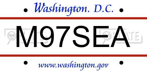 M97SEA District Of Columbia License Plate
