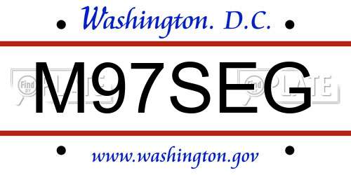 M97SEG District Of Columbia License Plate