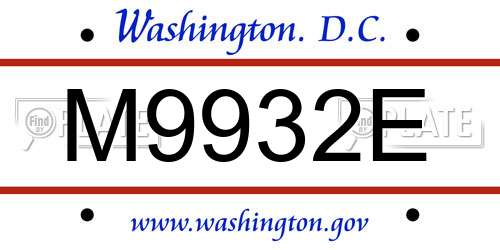 M9932E District Of Columbia License Plate