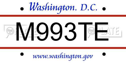 M993TE District Of Columbia License Plate