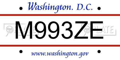 M993ZE District Of Columbia License Plate