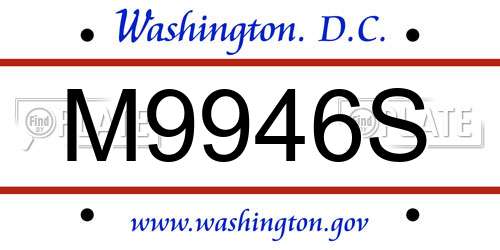 M9946S District Of Columbia License Plate