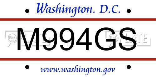 M994GS District Of Columbia License Plate