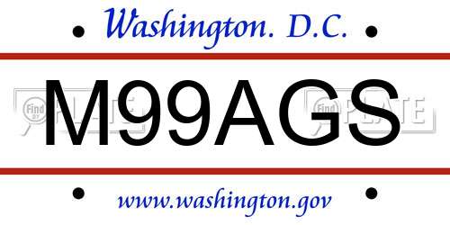 M99AGS District Of Columbia License Plate