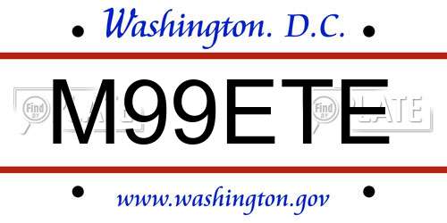 M99ETE District Of Columbia License Plate