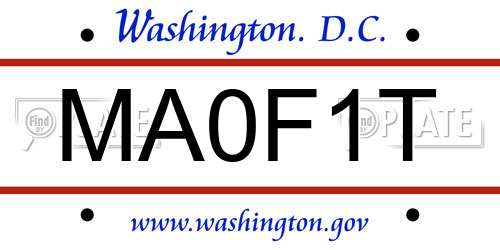 MA0F1T District Of Columbia License Plate