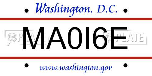 MA0I6E District Of Columbia License Plate