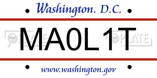 MA0L1T District Of Columbia License Plate