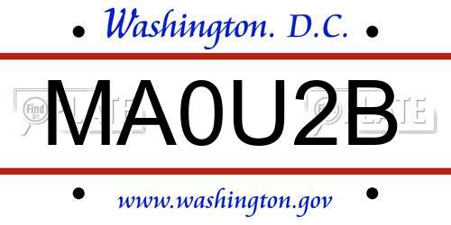 MA0U2B District Of Columbia License Plate