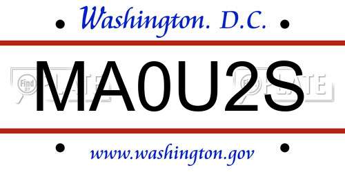 MA0U2S District Of Columbia License Plate