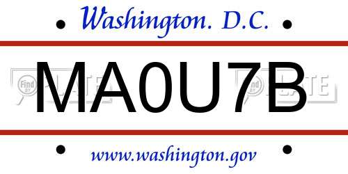 MA0U7B District Of Columbia License Plate