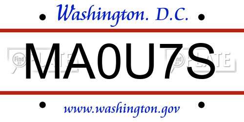 MA0U7S District Of Columbia License Plate