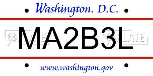 MA2B3L District Of Columbia License Plate
