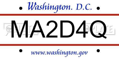 MA2D4Q District Of Columbia License Plate