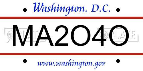 MA2O4O District Of Columbia License Plate