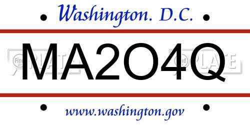 MA2O4Q District Of Columbia License Plate