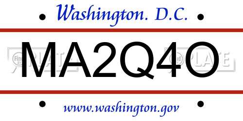 MA2Q4O District Of Columbia License Plate