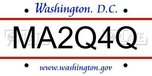 MA2Q4Q District Of Columbia License Plate